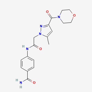 4-(2-(5-methyl-3-(morpholine-4-carbonyl)-1H-pyrazol-1-yl)acetamido)benzamide