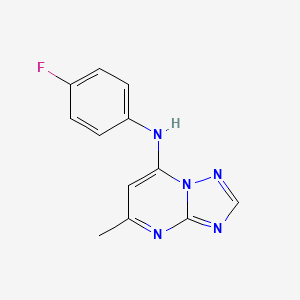 molecular formula C12H10FN5 B2913370 N-(4-fluorophenyl)-5-methyl-[1,2,4]triazolo[1,5-a]pyrimidin-7-amine CAS No. 312620-43-2