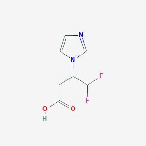 molecular formula C7H8F2N2O2 B2913374 4,4-二氟-3-(1H-咪唑-1-基)丁酸 CAS No. 2138353-85-0