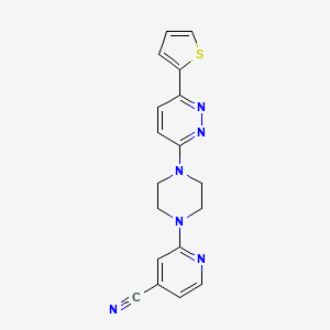 molecular formula C18H16N6S B2913383 2-[4-(6-Thiophen-2-ylpyridazin-3-yl)piperazin-1-yl]pyridine-4-carbonitrile CAS No. 2380182-44-3