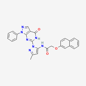 B2913397 N-(3-methyl-1-(4-oxo-1-phenyl-4,5-dihydro-1H-pyrazolo[3,4-d]pyrimidin-6-yl)-1H-pyrazol-5-yl)-2-(naphthalen-2-yloxy)acetamide CAS No. 1019097-61-0