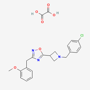 molecular formula C22H22ClN3O6 B2913406 5-(1-(4-Chlorobenzyl)azetidin-3-yl)-3-(2-methoxybenzyl)-1,2,4-oxadiazole oxalate CAS No. 1396871-40-1