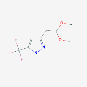 molecular formula C9H13F3N2O2 B2913407 3-(2,2-Dimethoxyethyl)-1-methyl-5-(trifluoromethyl)-1H-pyrazole CAS No. 1482520-10-4