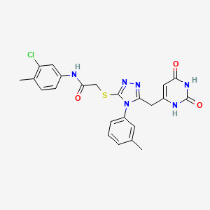 N-(3-chloro-4-methylphenyl)-2-((5-((2,6-dioxo-1,2,3,6-tetrahydropyrimidin-4-yl)methyl)-4-(m-tolyl)-4H-1,2,4-triazol-3-yl)thio)acetamide