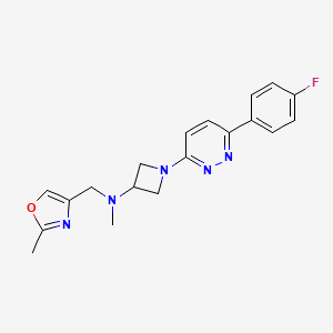 molecular formula C19H20FN5O B2913433 1-[6-(4-Fluorophenyl)pyridazin-3-yl]-N-methyl-N-[(2-methyl-1,3-oxazol-4-yl)methyl]azetidin-3-amine CAS No. 2415568-83-9