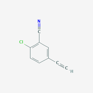 molecular formula C9H4ClN B2913435 2-Chloro-5-ethynylbenzonitrile CAS No. 2497525-62-7