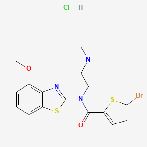 molecular formula C18H21BrClN3O2S2 B2913441 5-bromo-N-(2-(dimethylamino)ethyl)-N-(4-methoxy-7-methylbenzo[d]thiazol-2-yl)thiophene-2-carboxamide hydrochloride CAS No. 1215678-97-9