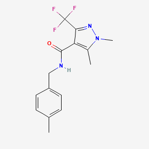 molecular formula C15H16F3N3O B2913444 1,5-dimethyl-N-(4-methylbenzyl)-3-(trifluoromethyl)-1H-pyrazole-4-carboxamide CAS No. 1226458-62-3