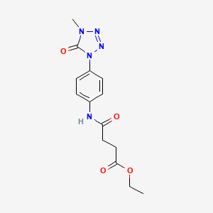 molecular formula C14H17N5O4 B2913454 ethyl 4-((4-(4-methyl-5-oxo-4,5-dihydro-1H-tetrazol-1-yl)phenyl)amino)-4-oxobutanoate CAS No. 1396879-94-9