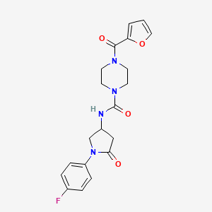 molecular formula C20H21FN4O4 B2913456 N-(1-(4-fluorophenyl)-5-oxopyrrolidin-3-yl)-4-(furan-2-carbonyl)piperazine-1-carboxamide CAS No. 894039-23-7