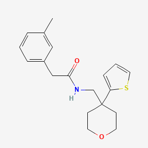 molecular formula C19H23NO2S B2913459 N-((4-(thiophen-2-yl)tetrahydro-2H-pyran-4-yl)methyl)-2-(m-tolyl)acetamide CAS No. 1203287-51-7