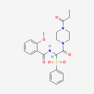 N-[1-(benzenesulfonyl)-2-oxo-2-(4-propanoylpiperazin-1-yl)ethyl]-2-methoxybenzamide