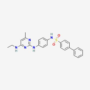 molecular formula C25H25N5O2S B2913473 N-(4-{[4-(ethylamino)-6-methylpyrimidin-2-yl]amino}phenyl)biphenyl-4-sulfonamide CAS No. 923201-77-8