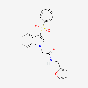 molecular formula C21H18N2O4S B2913476 N-(furan-2-ylmethyl)-2-(3-(phenylsulfonyl)-1H-indol-1-yl)acetamide CAS No. 942003-75-0