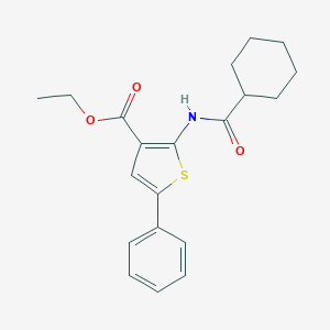 molecular formula C20H23NO3S B291348 Ethyl 2-[(cyclohexylcarbonyl)amino]-5-phenyl-3-thiophenecarboxylate 