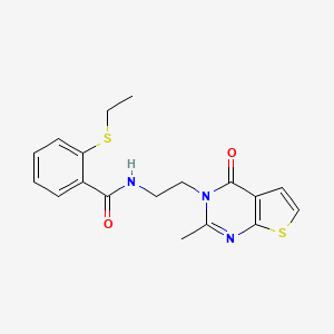 molecular formula C18H19N3O2S2 B2913491 2-(ethylthio)-N-(2-(2-methyl-4-oxothieno[2,3-d]pyrimidin-3(4H)-yl)ethyl)benzamide CAS No. 1904186-65-7