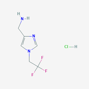 molecular formula C6H9ClF3N3 B2913496 [1-(2,2,2-Trifluoroethyl)-1H-imidazol-4-yl]methanamine hydrochloride CAS No. 1707602-45-6