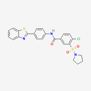 molecular formula C24H20ClN3O3S2 B2913515 N-[4-(1,3-benzothiazol-2-yl)phenyl]-4-chloro-3-(pyrrolidin-1-ylsulfonyl)benzamide CAS No. 1021021-21-5