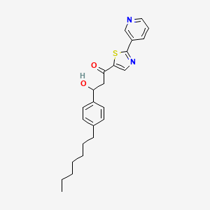 molecular formula C24H28N2O2S B2913522 3-(4-Heptylphenyl)-3-hydroxy-1-[2-(pyridin-3-yl)-1,3-thiazol-5-yl]propan-1-one CAS No. 1209635-52-8