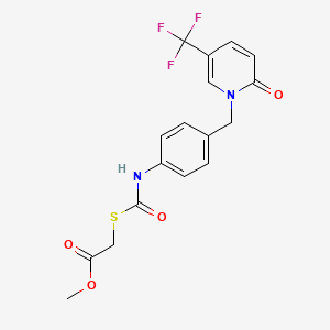 molecular formula C17H15F3N2O4S B2913523 methyl 2-{[(4-{[2-oxo-5-(trifluoromethyl)-1(2H)-pyridinyl]methyl}anilino)carbonyl]sulfanyl}acetate CAS No. 339025-65-9