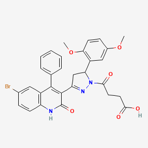 molecular formula C30H26BrN3O6 B2913529 4-(3-(6-bromo-2-hydroxy-4-phenylquinolin-3-yl)-5-(2,5-dimethoxyphenyl)-4,5-dihydro-1H-pyrazol-1-yl)-4-oxobutanoic acid CAS No. 393837-95-1