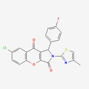 molecular formula C21H12ClFN2O3S B2913533 7-Chloro-1-(4-fluorophenyl)-2-(4-methylthiazol-2-yl)-1,2-dihydrochromeno[2,3-c]pyrrole-3,9-dione CAS No. 844660-89-5