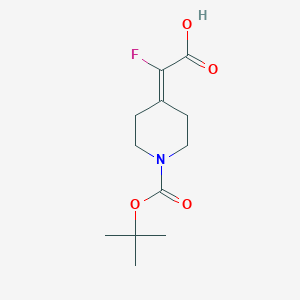 molecular formula C12H18FNO4 B2913539 2-Fluoro-2-[1-[(2-methylpropan-2-yl)oxycarbonyl]piperidin-4-ylidene]acetic acid CAS No. 672957-86-7
