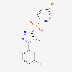 molecular formula C15H10BrF2N3O2S B2913551 4-(4-Bromophenyl)sulfonyl-1-(2,5-difluorophenyl)-5-methyltriazole CAS No. 1097885-06-7