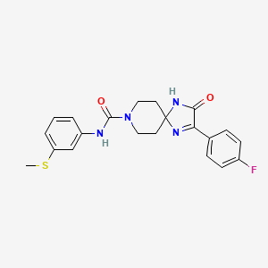 molecular formula C21H21FN4O2S B2913564 2-(4-氟苯基)-N-(3-(甲硫基)苯基)-3-氧代-1,4,8-三氮螺[4.5]癸-1-烯-8-甲酰胺 CAS No. 1189968-14-6