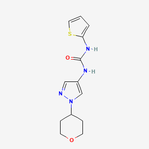 molecular formula C13H16N4O2S B2913565 1-(1-(四氢-2H-吡喃-4-基)-1H-吡唑-4-基)-3-(噻吩-2-基)脲 CAS No. 1797721-53-9