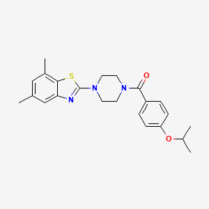 molecular formula C23H27N3O2S B2913567 (4-(5,7-Dimethylbenzo[d]thiazol-2-yl)piperazin-1-yl)(4-isopropoxyphenyl)methanone CAS No. 897483-61-3
