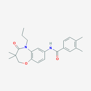 molecular formula C23H28N2O3 B2913573 N-(3,3-二甲基-4-氧代-5-丙基-2,3,4,5-四氢苯并[b][1,4]恶杂环庚-7-基)-3,4-二甲基苯甲酰胺 CAS No. 921521-92-8