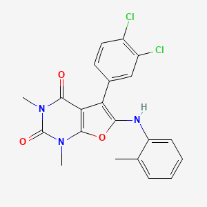 molecular formula C21H17Cl2N3O3 B2913576 5-(3,4-dichlorophenyl)-1,3-dimethyl-6-(o-tolylamino)furo[2,3-d]pyrimidine-2,4(1H,3H)-dione CAS No. 923243-69-0