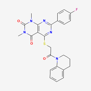 molecular formula C25H22FN5O3S B2913587 5-((2-(3,4-dihydroquinolin-1(2H)-yl)-2-oxoethyl)thio)-7-(4-fluorophenyl)-1,3-dimethylpyrimido[4,5-d]pyrimidine-2,4(1H,3H)-dione CAS No. 852169-81-4