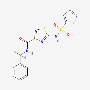 N-(1-phenylethyl)-2-(thiophene-2-sulfonamido)thiazole-4-carboxamide