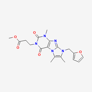 molecular formula C19H21N5O5 B2913591 Methyl 3-[6-(furan-2-ylmethyl)-4,7,8-trimethyl-1,3-dioxopurino[7,8-a]imidazol-2-yl]propanoate CAS No. 896810-17-6