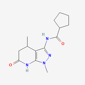 molecular formula C14H20N4O2 B2913597 N-(1,4-dimethyl-6-oxo-4,5,6,7-tetrahydro-1H-pyrazolo[3,4-b]pyridin-3-yl)cyclopentanecarboxamide CAS No. 1210869-84-3