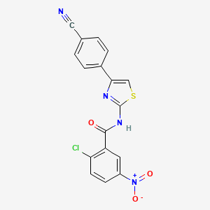 molecular formula C17H9ClN4O3S B2913600 2-chloro-N-[4-(4-cyanophenyl)-1,3-thiazol-2-yl]-5-nitrobenzamide CAS No. 301676-81-3