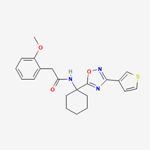 molecular formula C21H23N3O3S B2913601 2-(2-methoxyphenyl)-N-{1-[3-(3-thienyl)-1,2,4-oxadiazol-5-yl]cyclohexyl}acetamide CAS No. 1421584-07-7