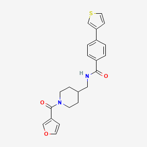 molecular formula C22H22N2O3S B2913607 N-((1-(呋喃-3-羰基)哌啶-4-基)甲基)-4-(噻吩-3-基)苯甲酰胺 CAS No. 2034409-16-8