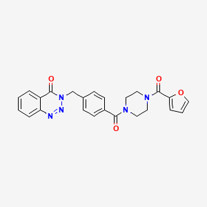molecular formula C24H21N5O4 B2913611 3-[[4-[4-(Furan-2-carbonyl)piperazine-1-carbonyl]phenyl]methyl]-1,2,3-benzotriazin-4-one CAS No. 451469-28-6