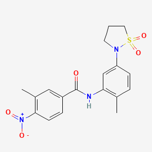 molecular formula C18H19N3O5S B2913632 N-(5-(1,1-dioxidoisothiazolidin-2-yl)-2-methylphenyl)-3-methyl-4-nitrobenzamide CAS No. 941985-96-2