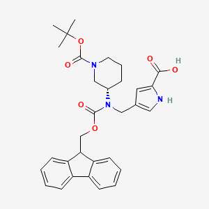 4-[[9H-Fluoren-9-ylmethoxycarbonyl-[(3S)-1-[(2-methylpropan-2-yl)oxycarbonyl]piperidin-3-yl]amino]methyl]-1H-pyrrole-2-carboxylic acid