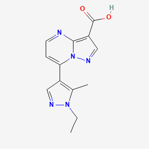 molecular formula C13H13N5O2 B2913638 7-(1-ethyl-5-methyl-1H-pyrazol-4-yl)pyrazolo[1,5-a]pyrimidine-3-carboxylic acid CAS No. 1006446-94-1