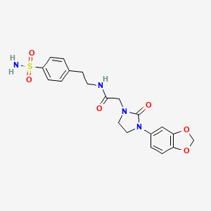 molecular formula C20H22N4O6S B2913641 2-(3-(benzo[d][1,3]dioxol-5-yl)-2-oxoimidazolidin-1-yl)-N-(4-sulfamoylphenethyl)acetamide CAS No. 1323321-38-5