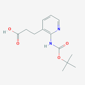 molecular formula C13H18N2O4 B2913642 3-[2-[(2-Methylpropan-2-yl)oxycarbonylamino]pyridin-3-yl]propanoic acid CAS No. 2353693-83-9