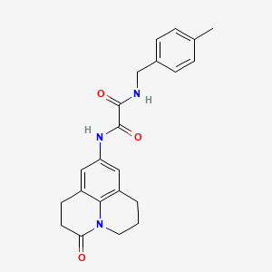 molecular formula C22H23N3O3 B2913645 N1-(4-methylbenzyl)-N2-(3-oxo-1,2,3,5,6,7-hexahydropyrido[3,2,1-ij]quinolin-9-yl)oxalamide CAS No. 898412-16-3