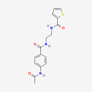 molecular formula C16H17N3O3S B2913648 N-(2-(4-乙酰氨基苯甲酰胺基)乙基)噻吩-2-甲酰胺 CAS No. 1021026-86-7