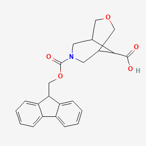 molecular formula C23H23NO5 B2913650 7-[(9H-Fluoren-9-ylmethoxy)carbonyl]-3-oxa-7-azabicyclo[3.3.1]nonane-9-carboxylic acid CAS No. 1984073-82-6