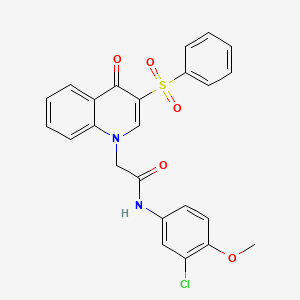 molecular formula C24H19ClN2O5S B2913660 2-[3-(benzenesulfonyl)-4-oxoquinolin-1-yl]-N-(3-chloro-4-methoxyphenyl)acetamide CAS No. 866588-79-6